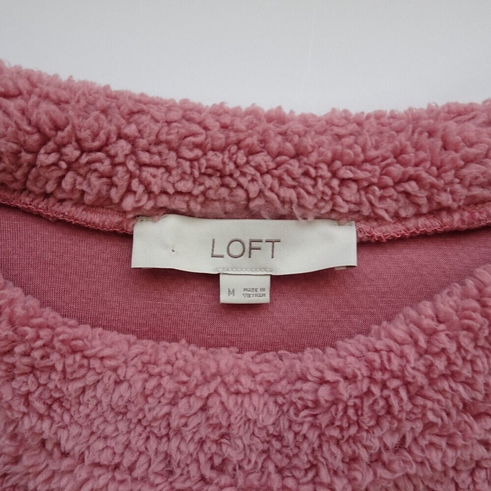 LOFT Women's Fleece Sweater Pink Mauve Comfy Soft Plush  Athleisure Size M - Picture 5 of 11
